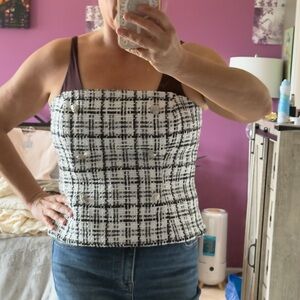 Whitw house Black Market Tweed Black and White Women's Bustier Top